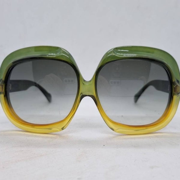 vintage CHRISTIAN DIOR OVERSIZE lunettes de soleil 70s jaune vert optyl cadre années 1970 lentilles vertes Lunettes de soleil en parfait état Made in Austria