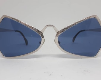 Vintage HAMPEL 6216 sunglasses 70s silver frame Made in Germany 1970s blue lenses near mint condition