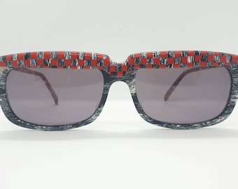 Vintage ALAIN MIKLI A.M 85 0118 sunglasses handmade 80s sunglasses red black frame purple lenses 1980s Made in France new old stock