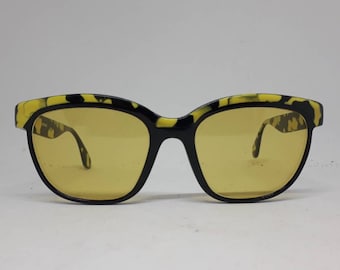Vintage SUNJET BY CARRERA 5255 sunglasses yellow black frame 80s sunglasses 1980s yellow lenses new old stock