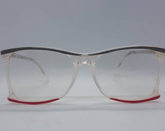 Vintage NEOSTYLE Haute Couture glasses 80s transparent acetate red turquoise Made in Germany glasses 1980s new old stock