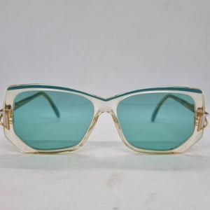 Vintage CAZAL 176 sunglasses 80s turquoise transparent frame gradiend turquoise lenses HipHop sunglasses 1980s case new old stock