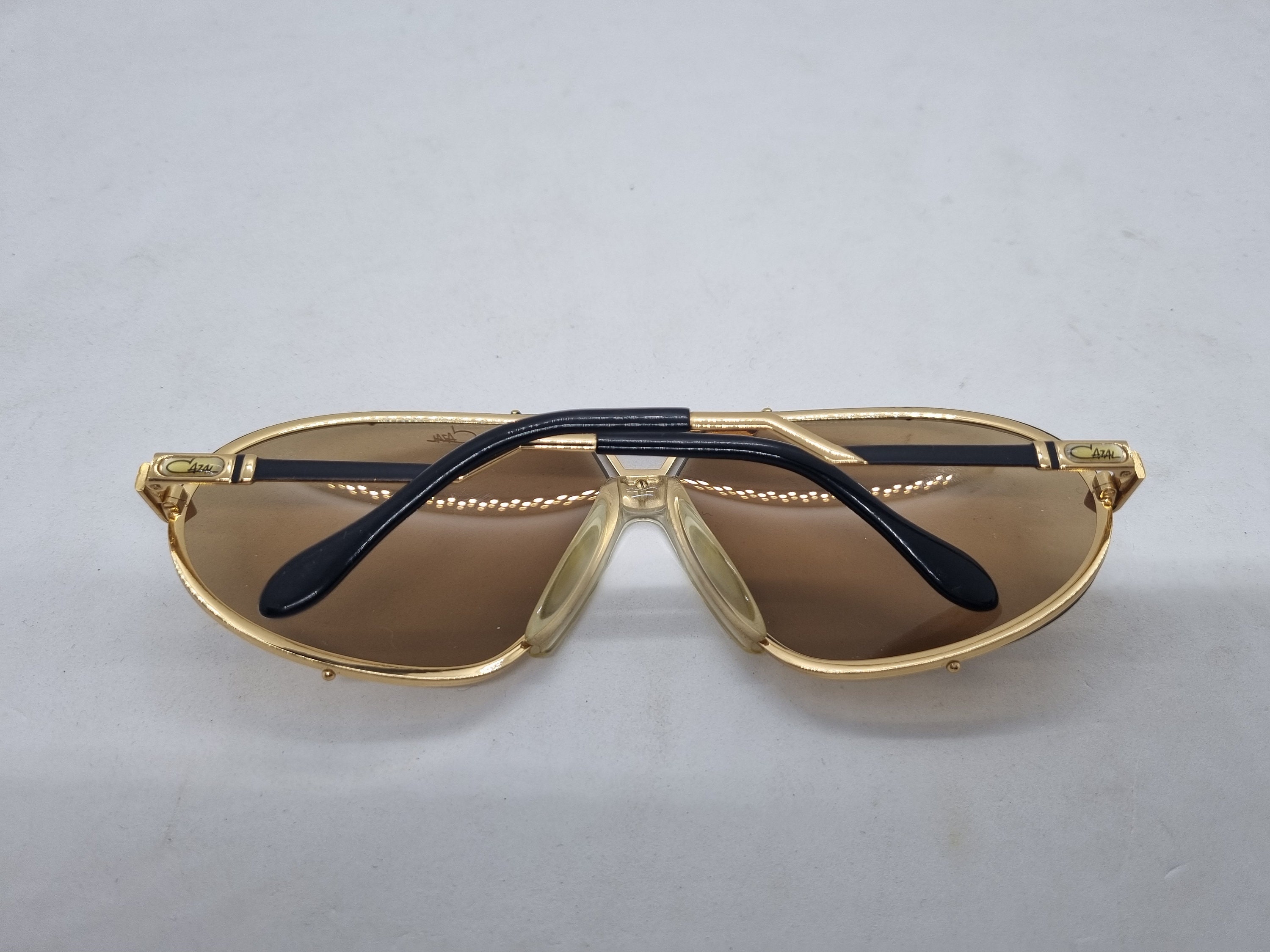 Vintage CAZAL 906 Sunglasses Black Gold Frame Germany 80s Original
