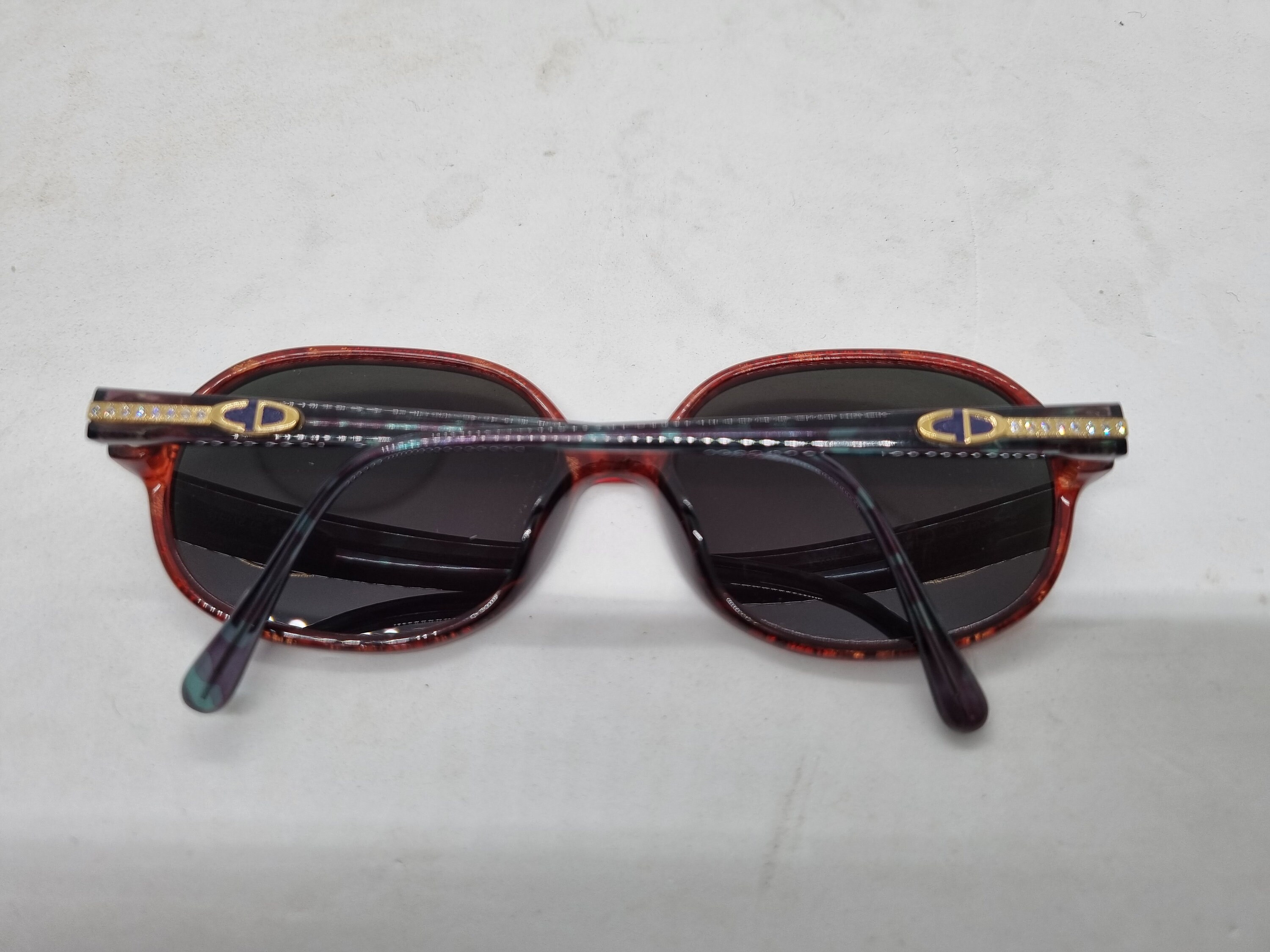 Vintage CHRISTIAN DIOR 2578 50 Sunglasses 80s Red Brown Strass
