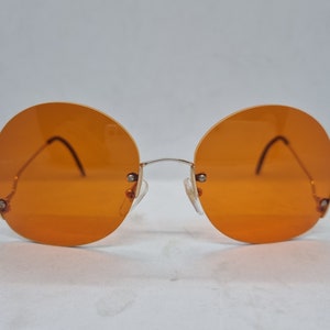 vintage RODENSTOCK OVERSIZE lunettes de soleil sans cadre monture en métal doré lunettes de soleil des années 70 lentilles orange Made in Germany années 1980 près de la menthe