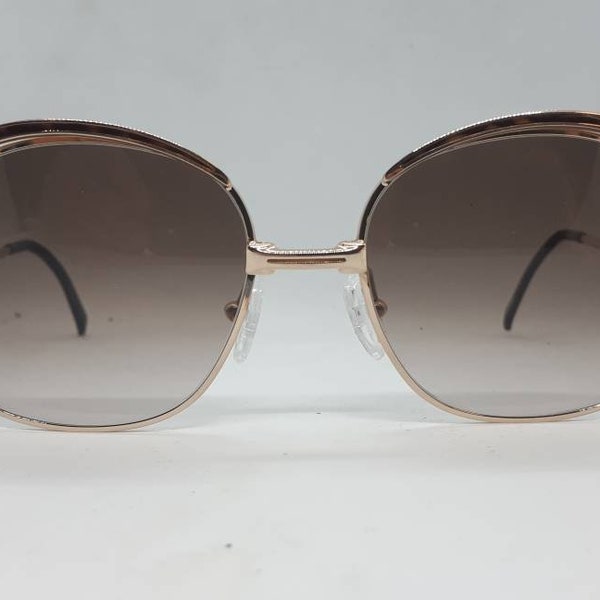 Vintage CHRISTIAN DIOR  2145 sunglasses 70s gold optyl double frame gradient brown lenses 1970s Made in Austria mint