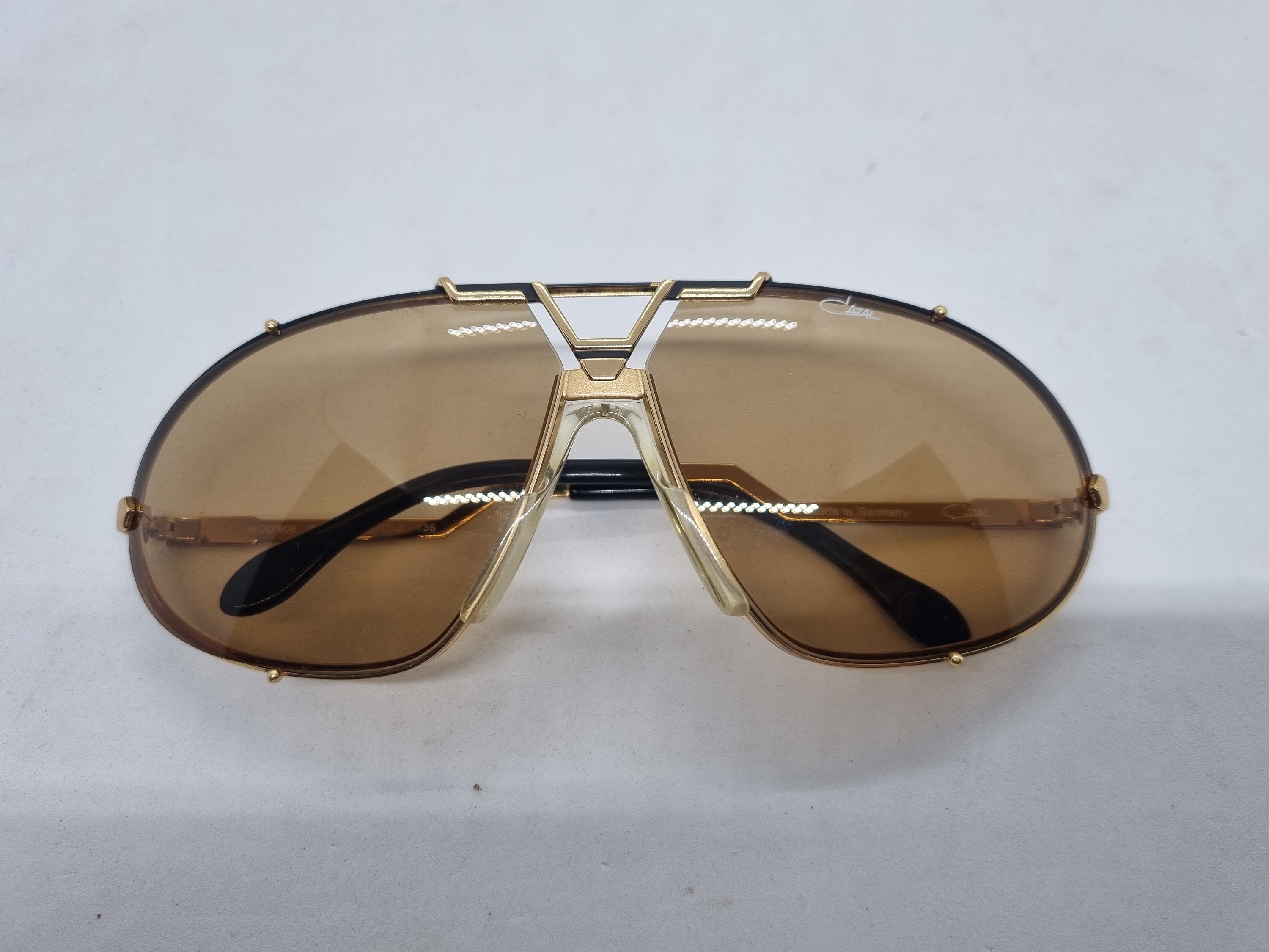 Vintage CAZAL 906 Sunglasses Black Gold Frame Germany 80s Original