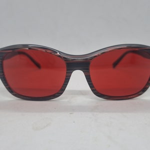 Vintage ALAIN MIKLI A3006 sunglasses handmade 80s sunglasses red black acetate frame red lenses cateye 1980s Made in France excellent
