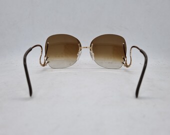 Vintage LUXOTTICA 7530 Sunglasses 18 KT Gold Swan Frame