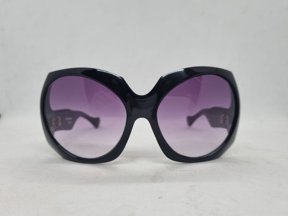 Vintage YVES SAINT LAURENT 413 Sunglasses Oversize Black Frame 70s