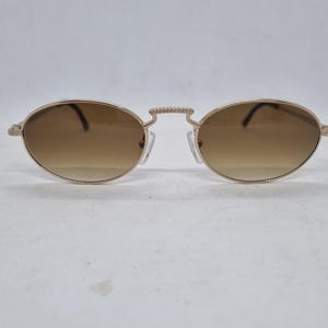 Vintage CHRISTIAN DIOR sunglasses 80s gold oval halfrime frame gradient brown lenses 1980s Made in Austria case near mint condition