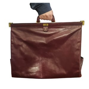Vintage ETIENNE AIGNER LARGE weekender travel bag doctor bag bordeaux leather 70s Doktortasche 1970s Reisetasche Luxus excellent condition