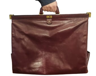 Borsa da viaggio vintage ETIENNE AIGNER LARGE, borsa da medico, in pelle bordeaux, anni '70, borsa da viaggio di lusso, in ottime condizioni.