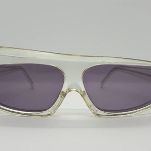 Vintage ALAIN MIKLI AM 305 Haute Cuture sunglasses handmade 80s sunglasses clear frame asymmetric 1980s France new old stock
