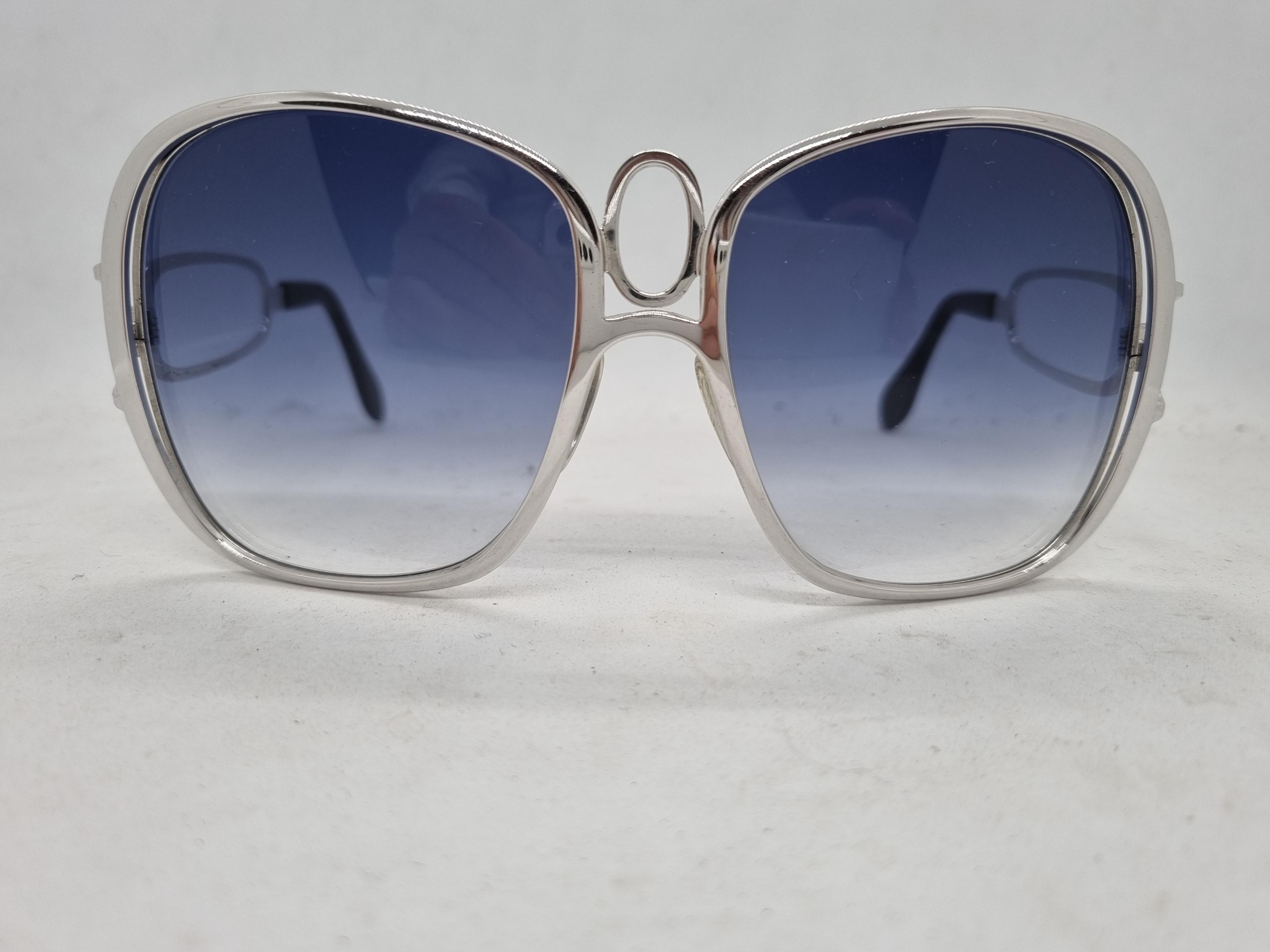 Vintage SILHOUETTE Oversize Sunglasses 70s Metal Frame Blue 