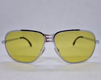 Vintage RODENSTOCK DAVOS sunglasses silver metal frame 80s sunglasses yellow lenses Brat Pitt Made in Germany 1980s mint condition