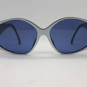 Vintage CHRISTIAN DIOR 2348 sunglasses 80s gray black frame  1980s optyl  light blue lenses  Sonnenbrille mint