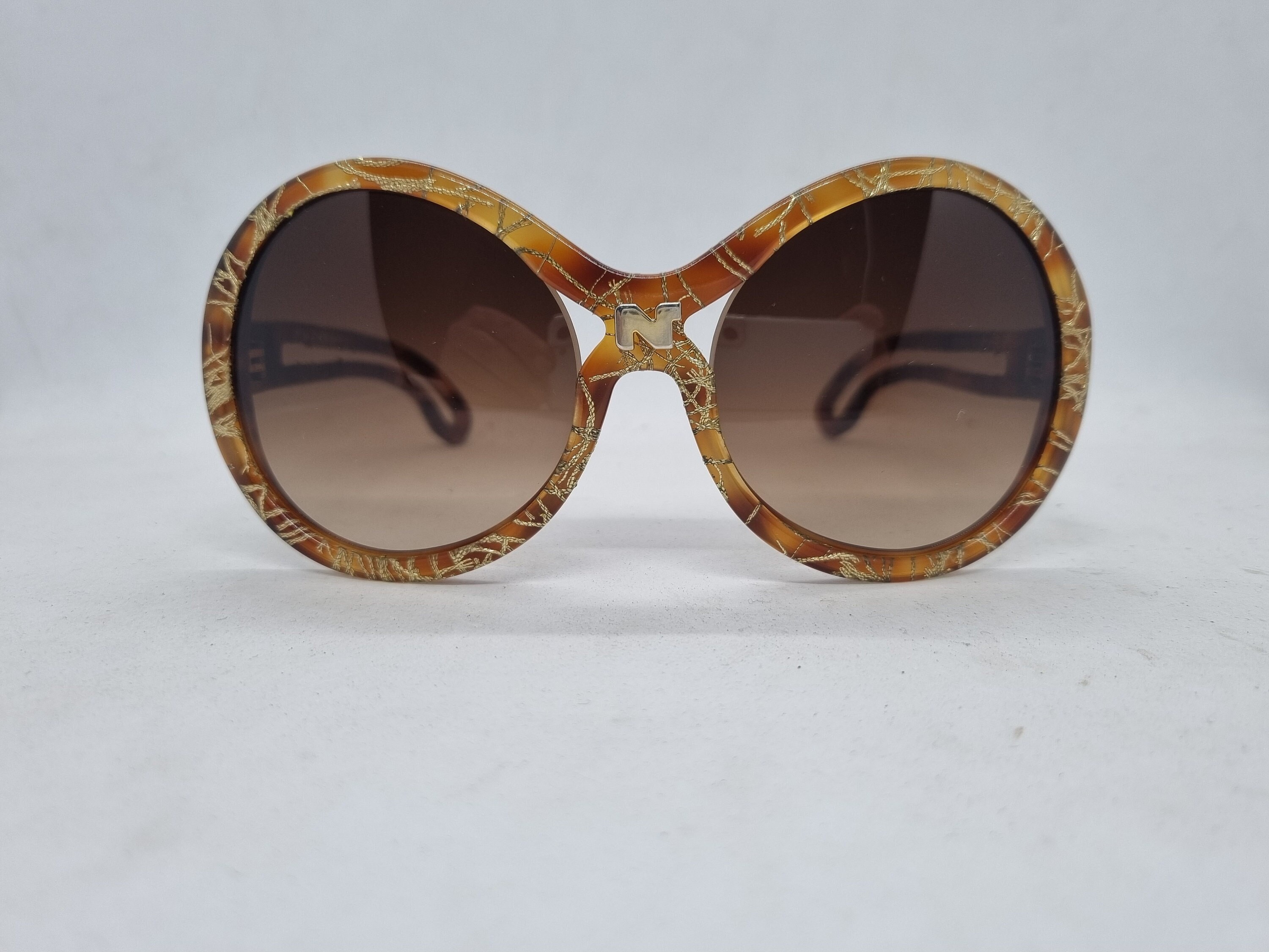 Nina Ricci ニナリッチ　 70s Vintage Sunglasses Vintage NINA RICCI OVERSIZE Sunglasses 70s Brown Gold Frame Brown