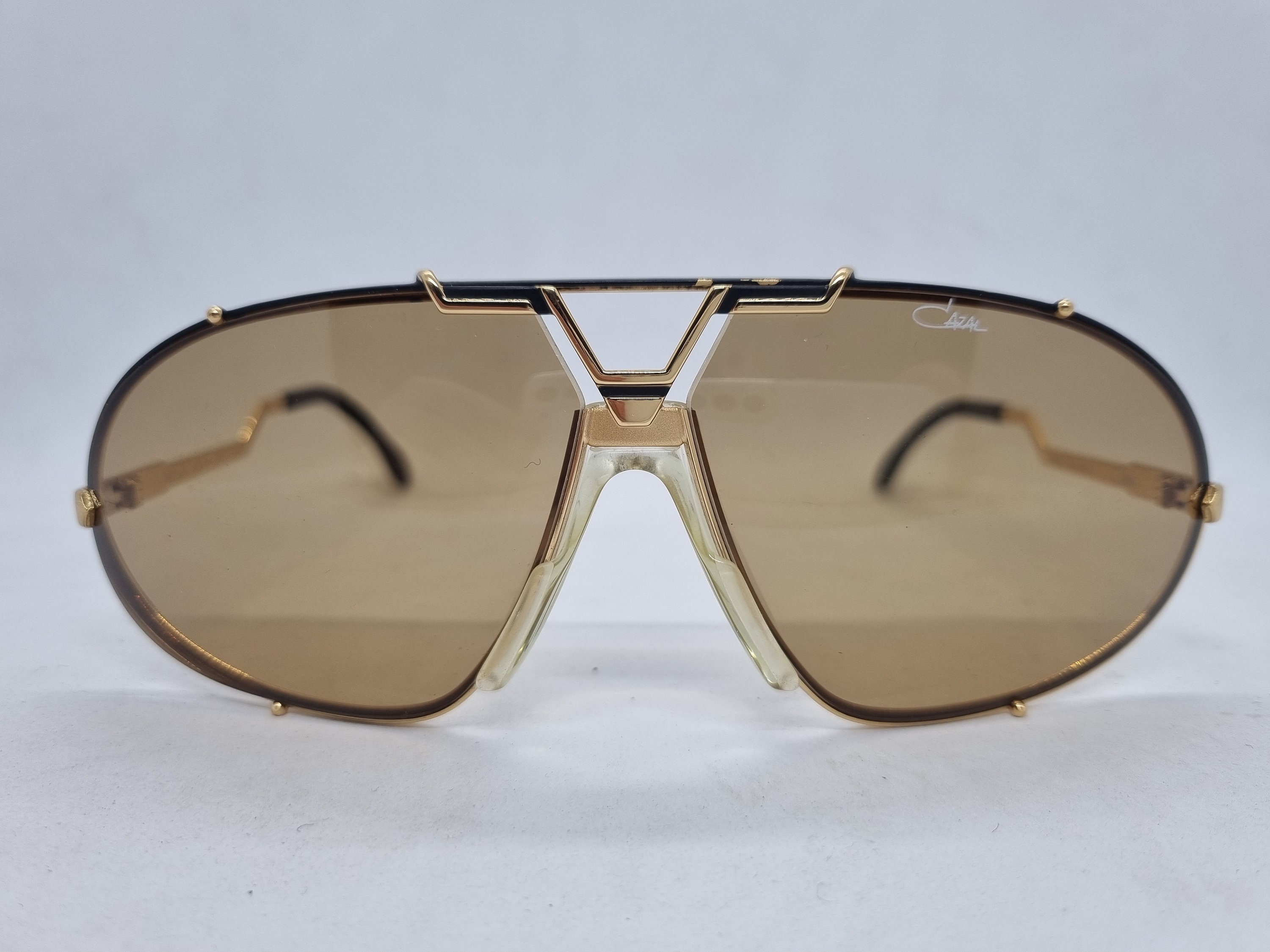 Vintage CAZAL 906 Sunglasses Black Gold Frame Germany 80s Original
