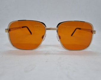 Vintage RODENSTOCK sunglasses gold metal frame 80s orange lenses Sunglasses Made in Germany 1980s excellent condition