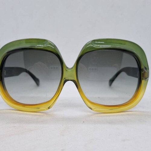 Vintage CHRISTIAN DIOR OVERSIZE Sunglasses 70s Yellow Green Optyl