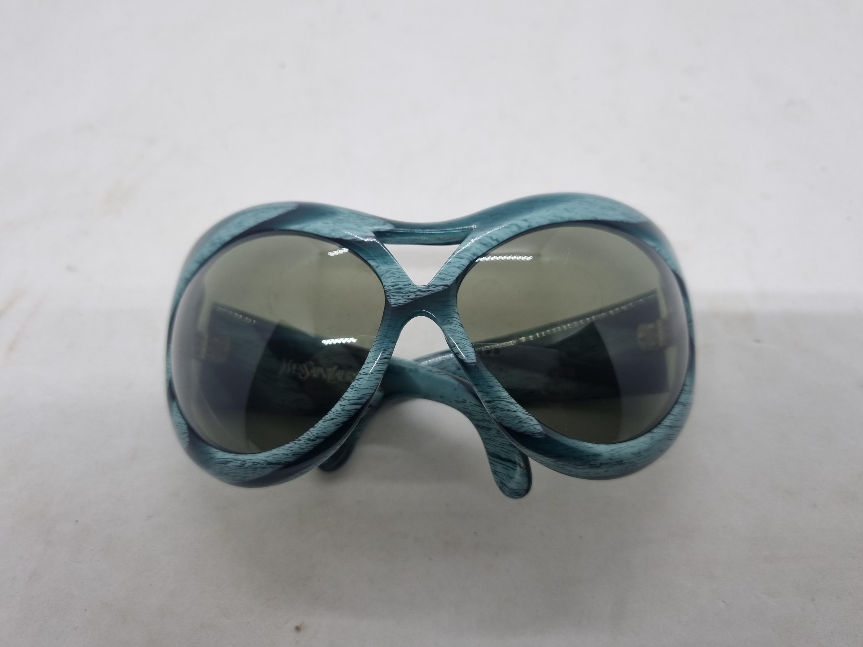 Vintage YVES SAINT LAURENT Sunglasses Oversize Turquoise Big