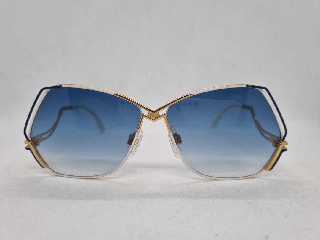 Lunettes Vintage Cazal 229 - Or, Blanc Et Aqua Foncé - Neuf Ancien Stock - Montage Métal/plastique