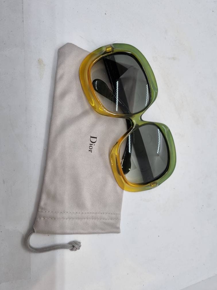 Vintage CHRISTIAN DIOR OVERSIZE Sunglasses 70s Yellow Green Vintage CHRISTIAN DIOR OVERSIZE Sunglasses 70s Yellow Green