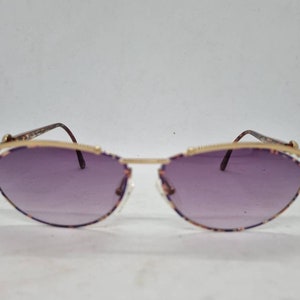 Vintage PALOMA PICASSO 3829 45 sunglasses 80s optyl purple gold frame purple lenses Sunglasses 1980s Made in Austria case mint condition