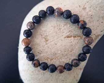 Leopard Jasper and Lava Diffuser Bracelet