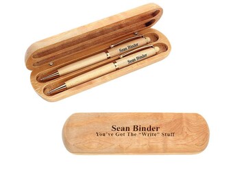 D018 Designer Maple Wooden Pen with Personalized Desktop Holder
