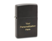 Engraved Black Zippo Lighter - Genuine Zippo Lighter with Custom Personalization
