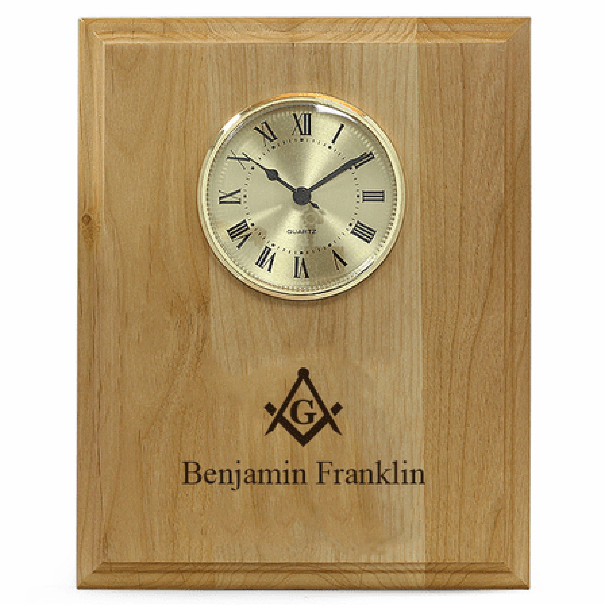 Masonic Glass Clock Bedside or Desk Top Masonic Gift Boxed 