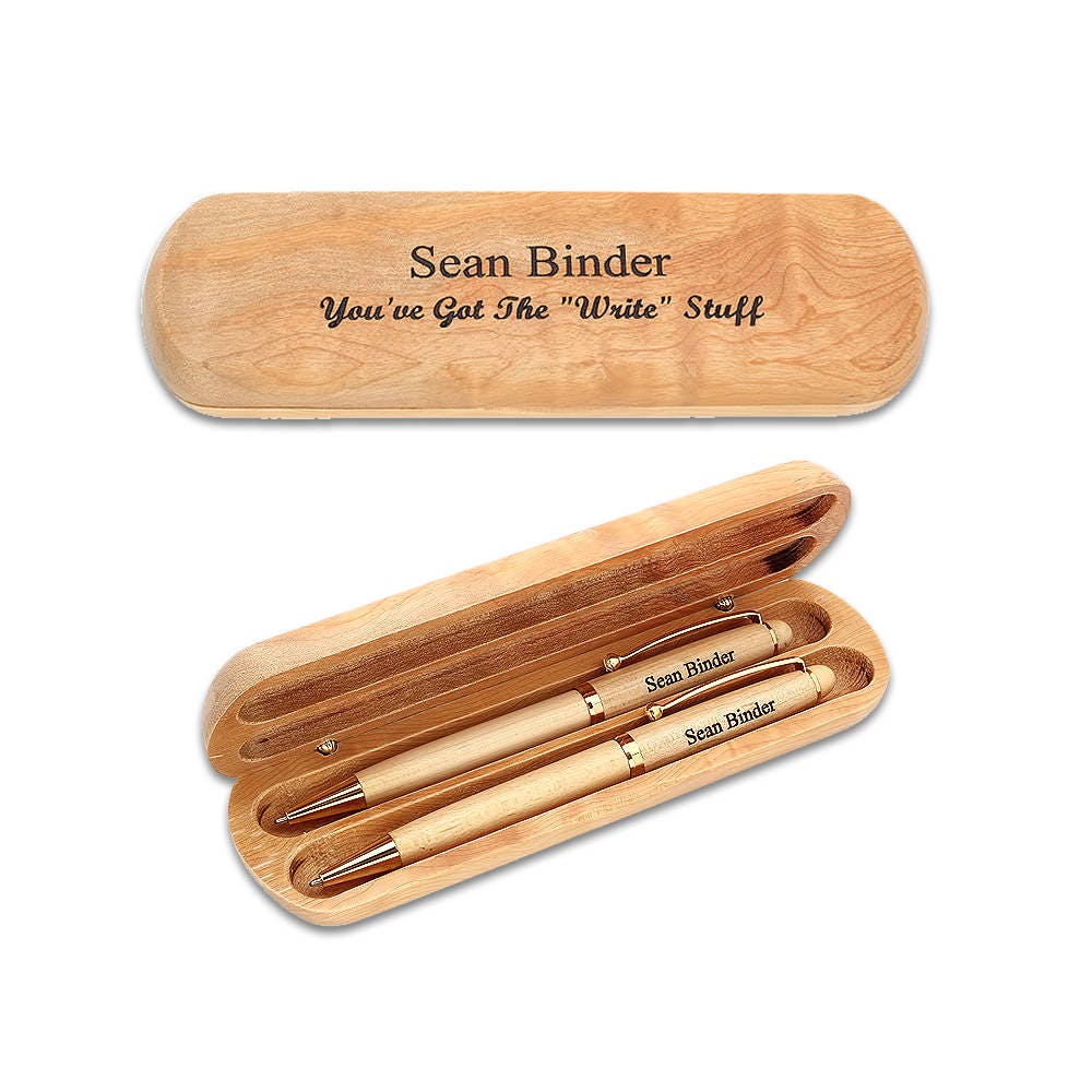 Custom Engraved Wood Pen Set Personalized Maple Wood
