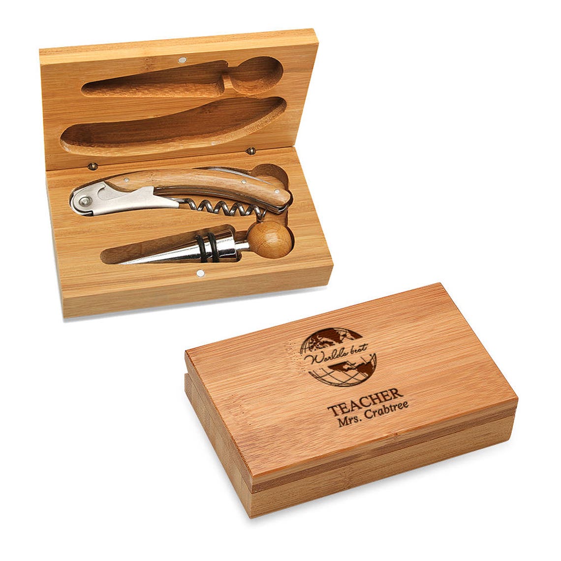 Personalized Wine Tool Gift Set for Teacher World's Best Etsy