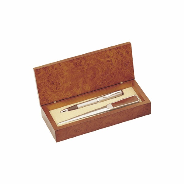 Leather and Chrome Letter Opener & Pen Gift Set