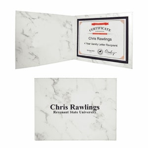 Personalized White Marble Certificate Holder