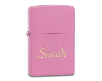 Pink Matte Personalized Zippo Lighter - Laser Engraved Pink Cigarette Lighter with Your Choice of Text - Laser Etched Lighter - Gift Idea