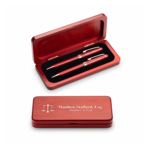 Elegance Collection Cherry Finish Personalized Pen & Pencil Set for Lawyers - Free Personalization