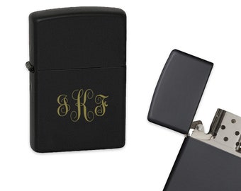 Script Monogram Black Matte Zippo Lighter - Free Personalization