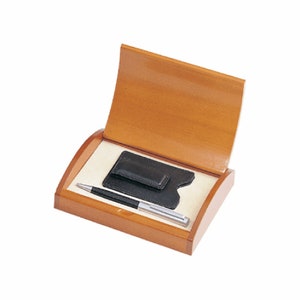 Monedero de la tarjeta de crédito de cuero & Ballpoint Pen Juego de regalos - Personalización gratuita