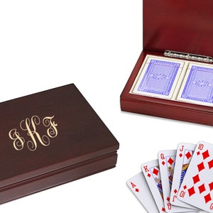 Nachname Monogramm Rosenholz Spielkarten Box Kartenspiel In Etsy