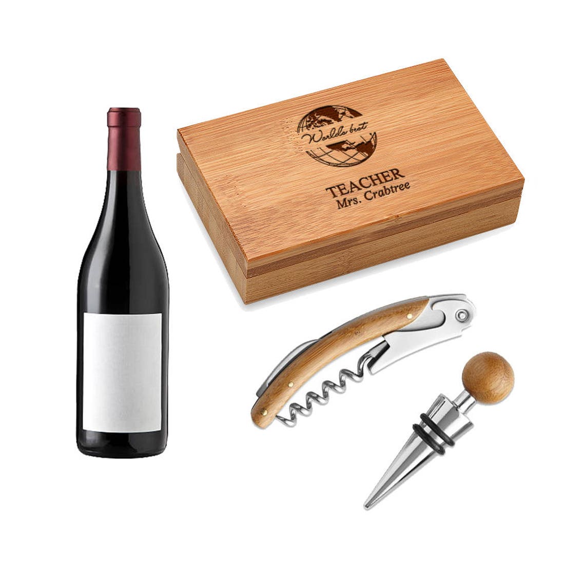 Personalized Wine Tool Gift Set for Teacher World's Best Etsy