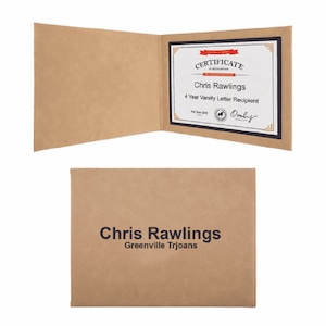 Personalized Light Brown Certificate Holder