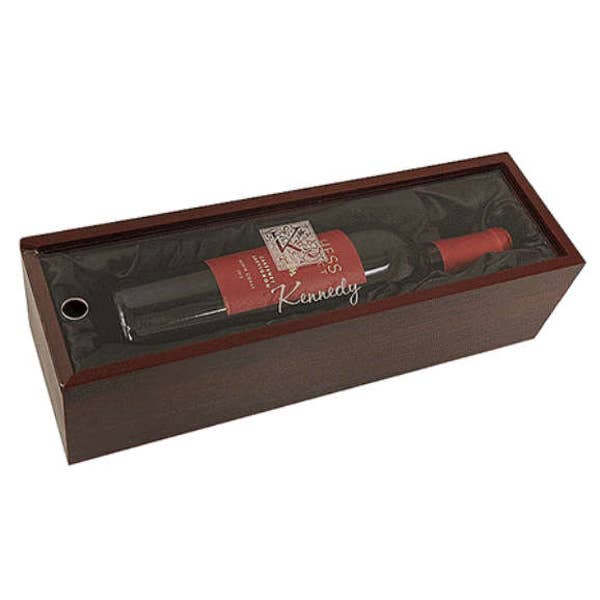 Monogram Single Bottle Wine Presentation Box with See-Through Lid- Free Personalization
