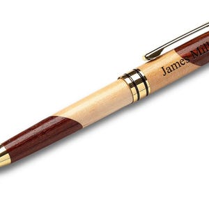Script Monogram Theme Personalized Maple & Rosewood Engraved Pen and Box bild 3