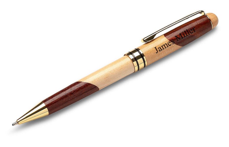 Script Monogram Theme Personalized Maple & Rosewood Engraved Pen and Box bild 3