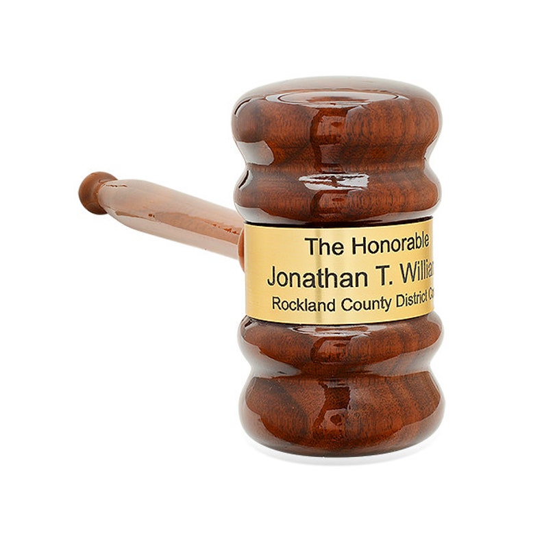 Gavel de bois personnalisé avec bande dor gravée Marteau de juge en bois avec personnalisation personnalisée image 3