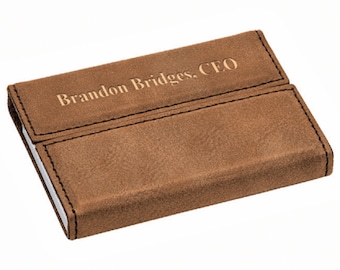 Personalized Rustic Brown Business Card Case