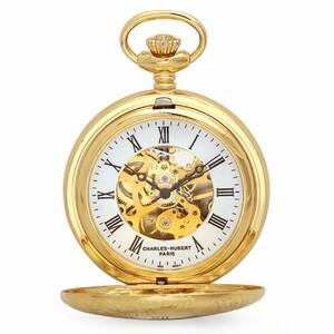 Gold Mechanical Charles Hubert Pocket Watch and Chain #3536